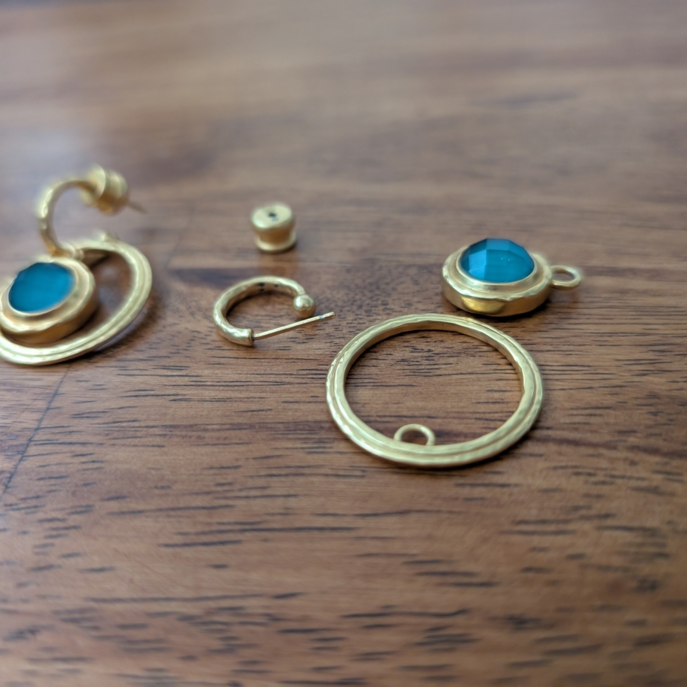 Julie Vos Charm Gold and Blue Earrings